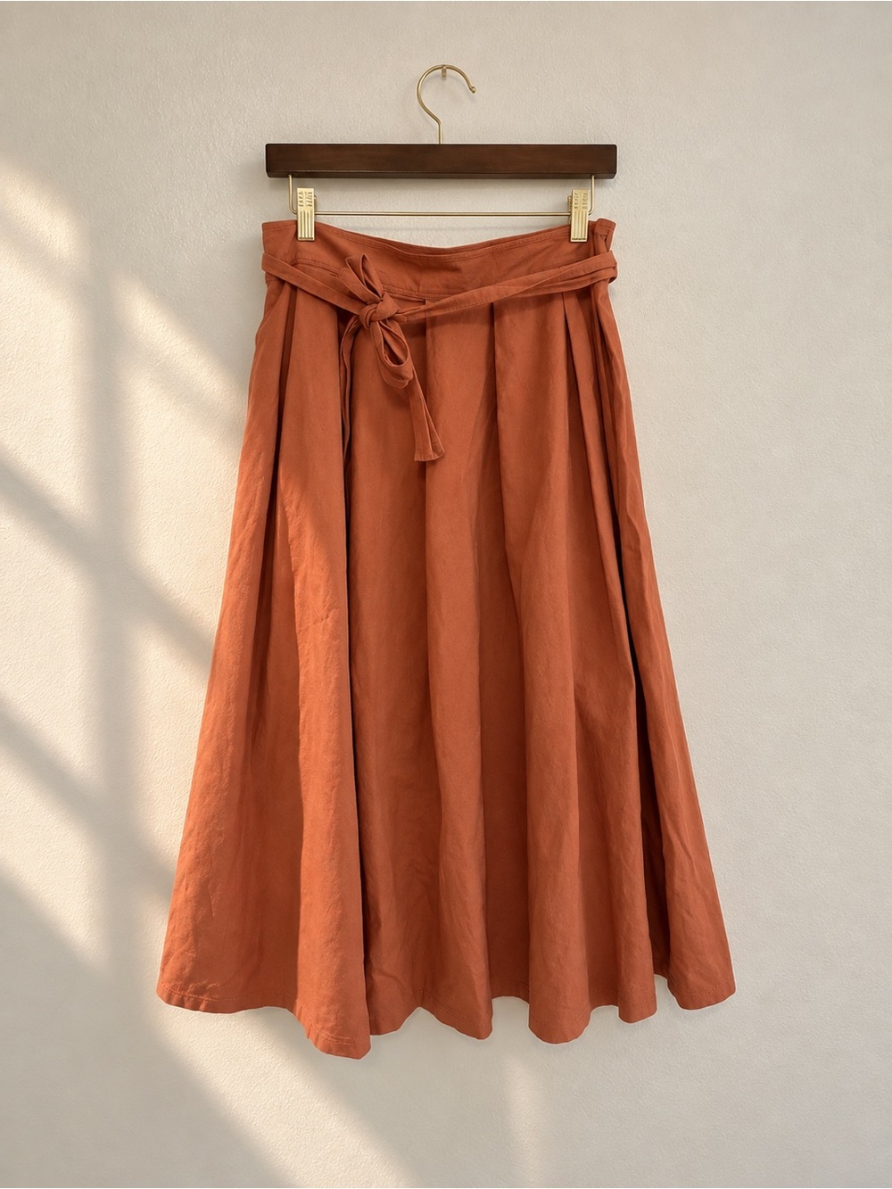 Ann Taylor Rust Midi Skirt with Waist Tie - Picture 2 of 6